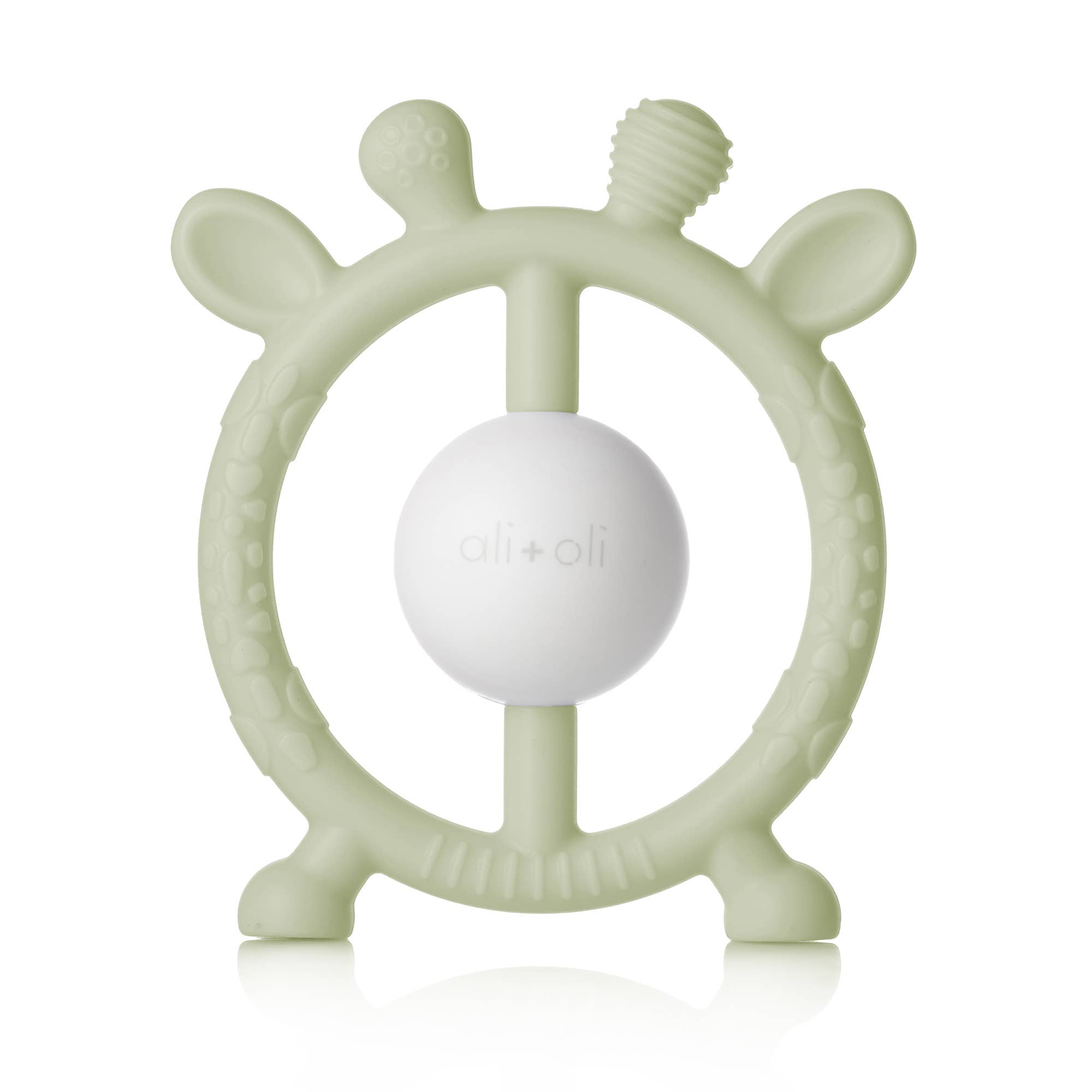 Giraffe Teether & Rattle Food-Grade Silicone Toy: Sage