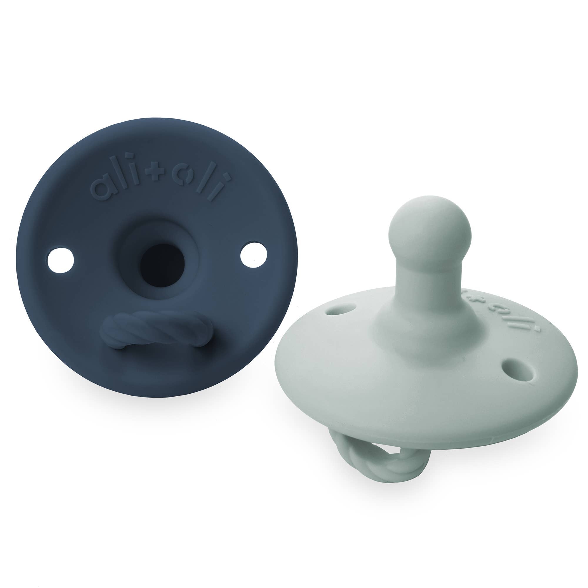 Pacifier Set Round: Blue & Mist
