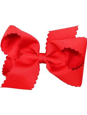 4.5" Scalloped Edge Hairbow on Alligator Clip: Red