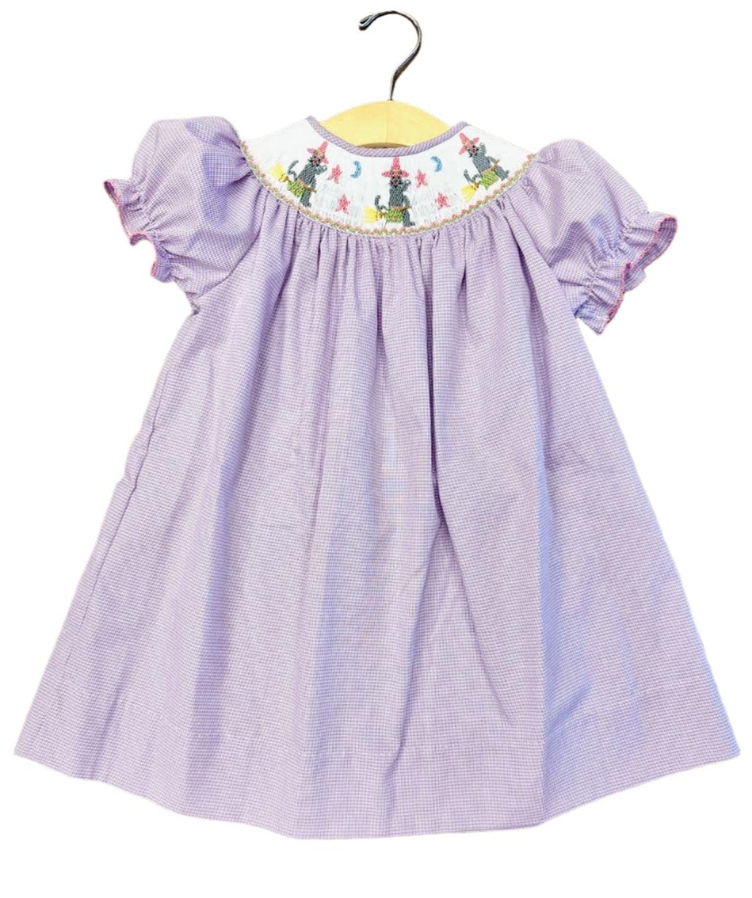 Lavender Bishop Dress with Halloween Cat Smocking