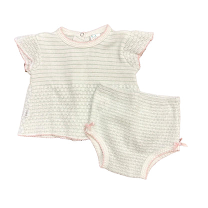 Paty 2-Piece Flutter Sleeve Diaper Set: Mint with Pink Trim