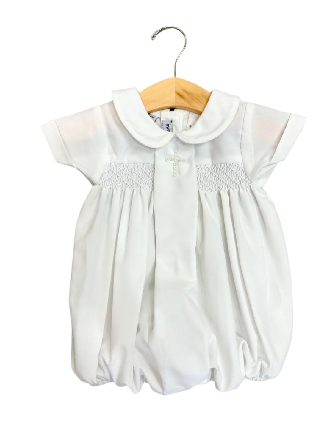 Chris Boy Smocked Bubble with Cross Embroidery