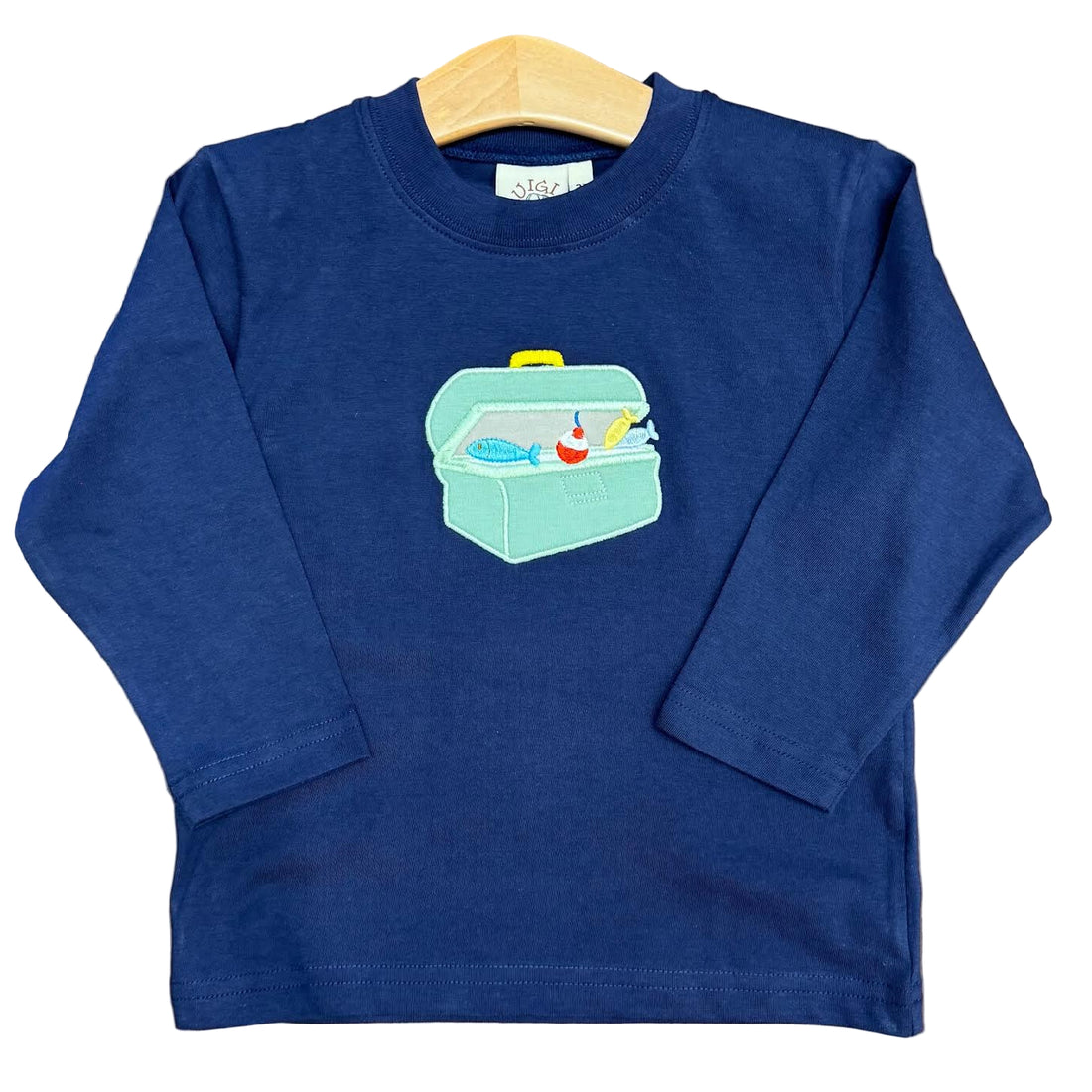 Dark Royal Blue Boys LS T-Shirt with Tackle Box &amp; Lures Applique