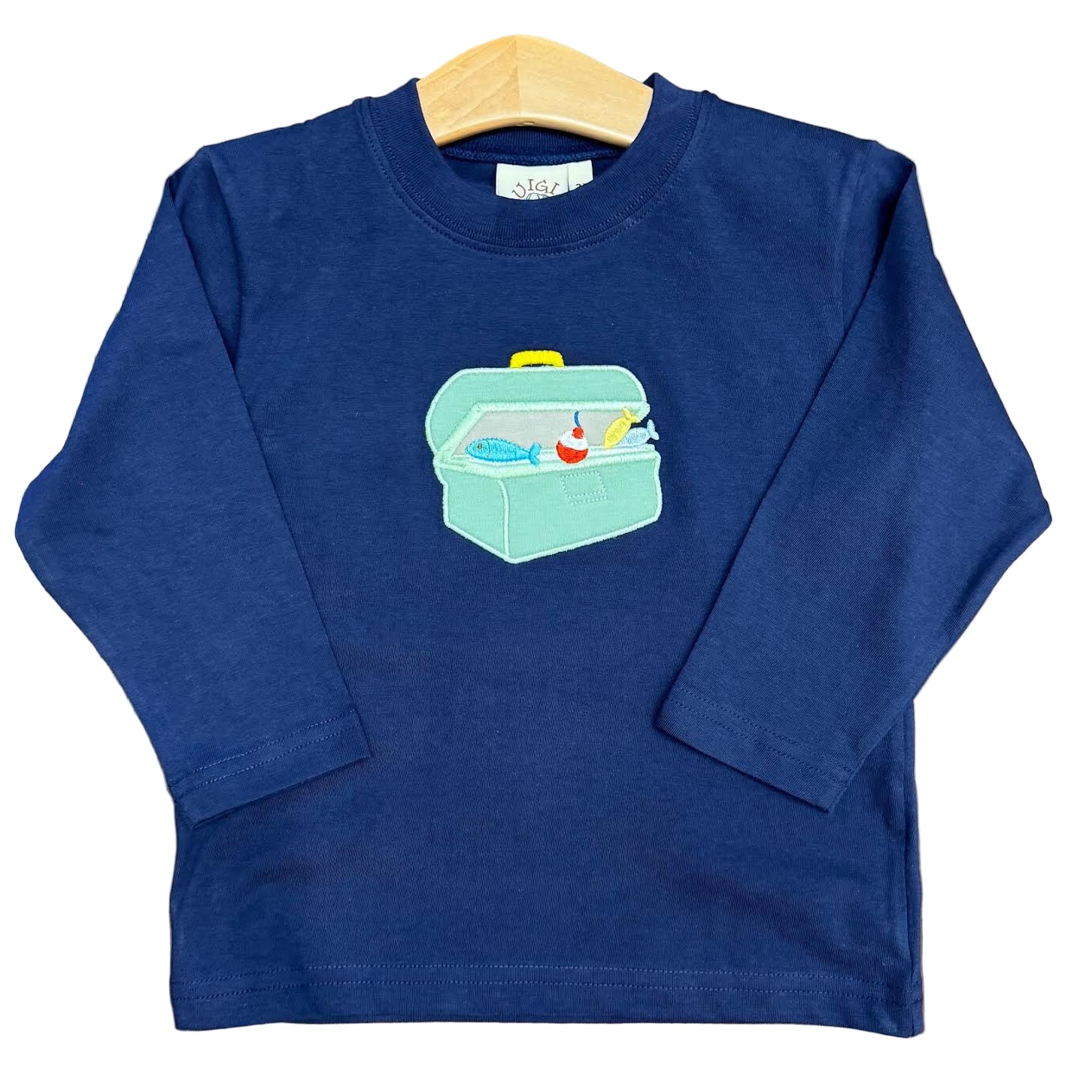 Dark Royal Blue Boys LS T-Shirt with Tackle Box &amp; Lures Applique