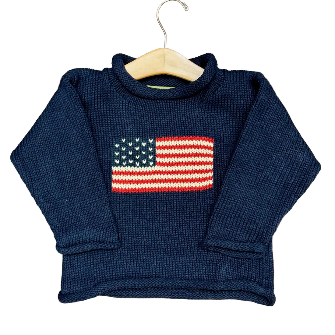 Twighlight Blue Roll Neck Sweater with Flag