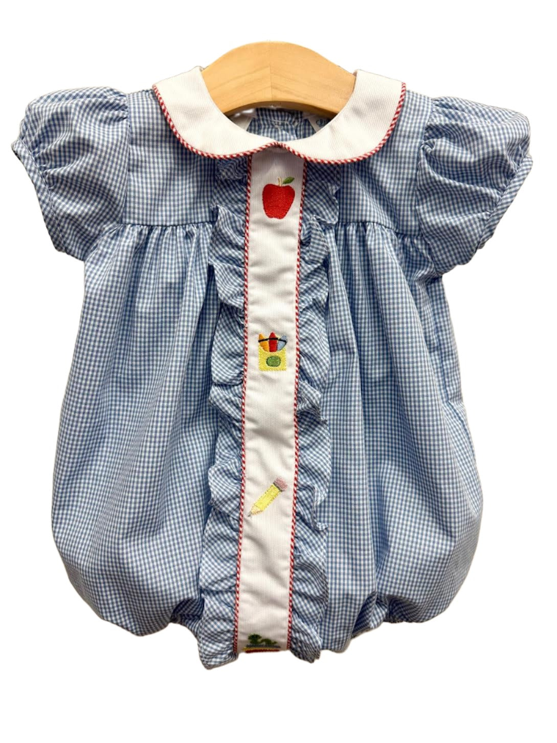 Royal Blue Gingham Back to School Embroidered Bubble