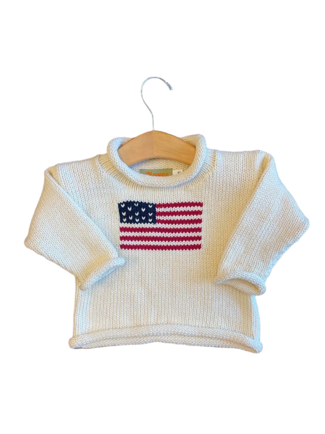 Roll Neck Sweater: Ivory with Antique Flag