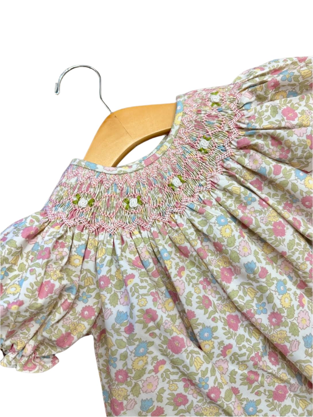 Claire Smocked Dress: Pink, Blue, Yellow Floral