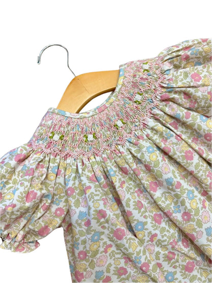 Claire Smocked Dress: Pink, Blue, Yellow Floral