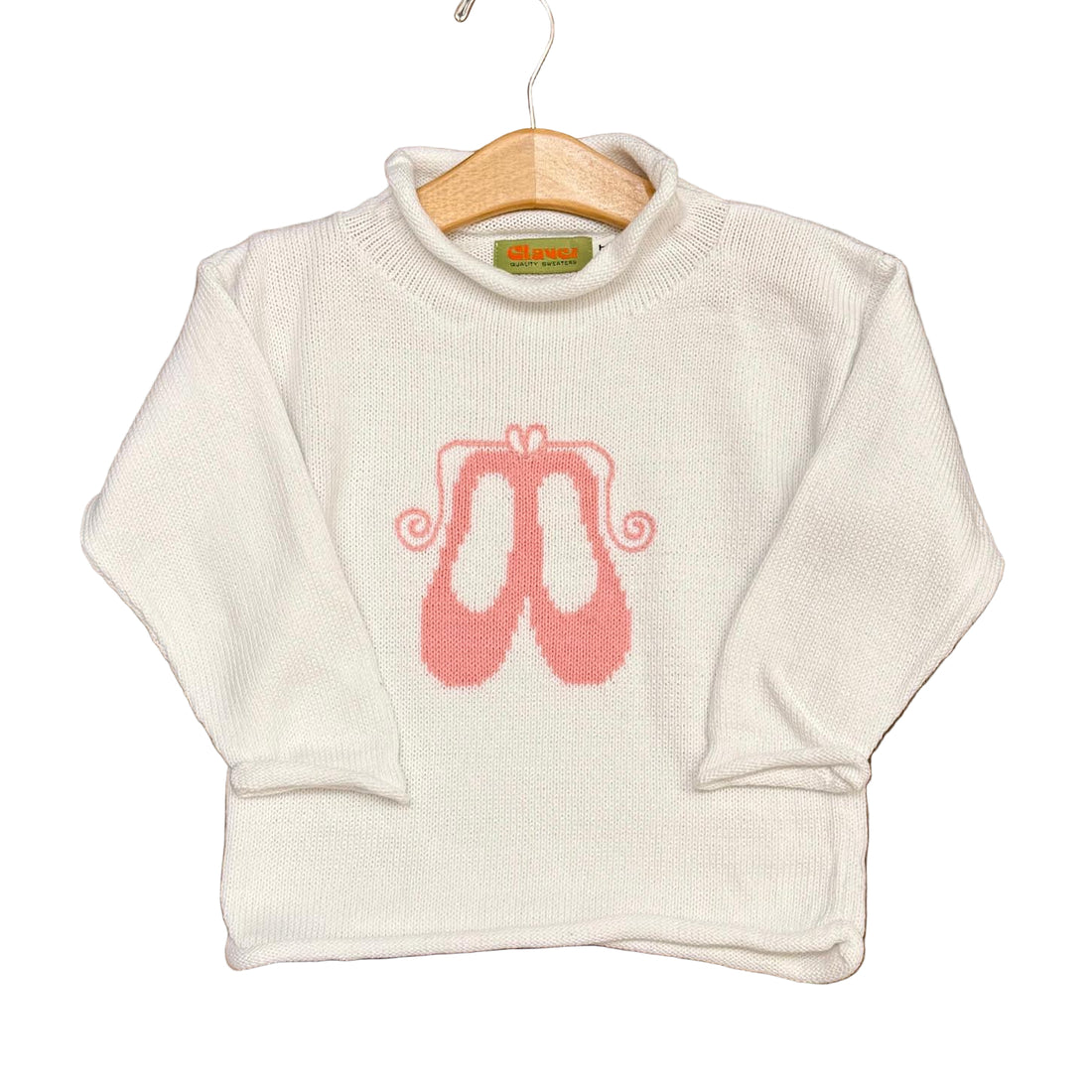 White Roll Neck Sweater with Ballet Slippers