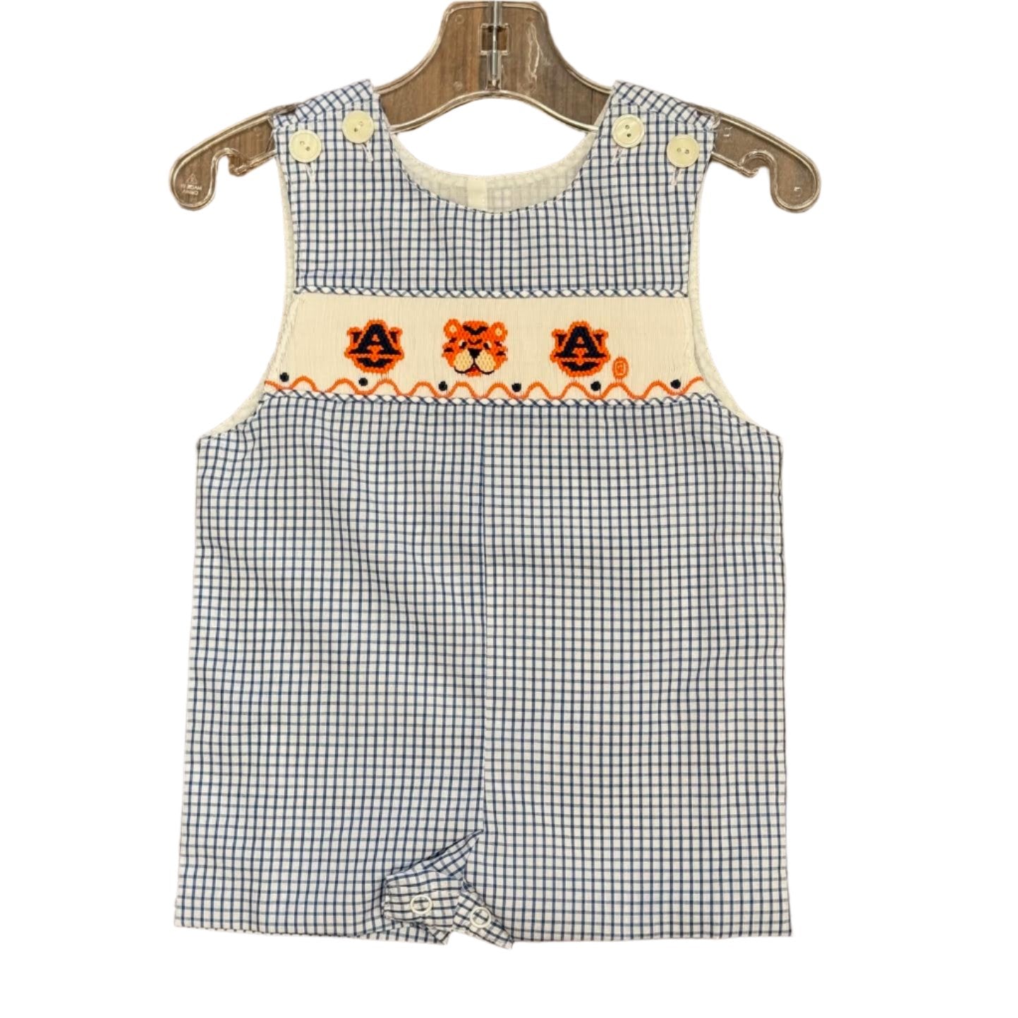 Auburn Smocked Shortall: Navy/Orange