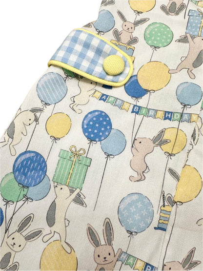 Porter Short Overall: Blue Bunny Party