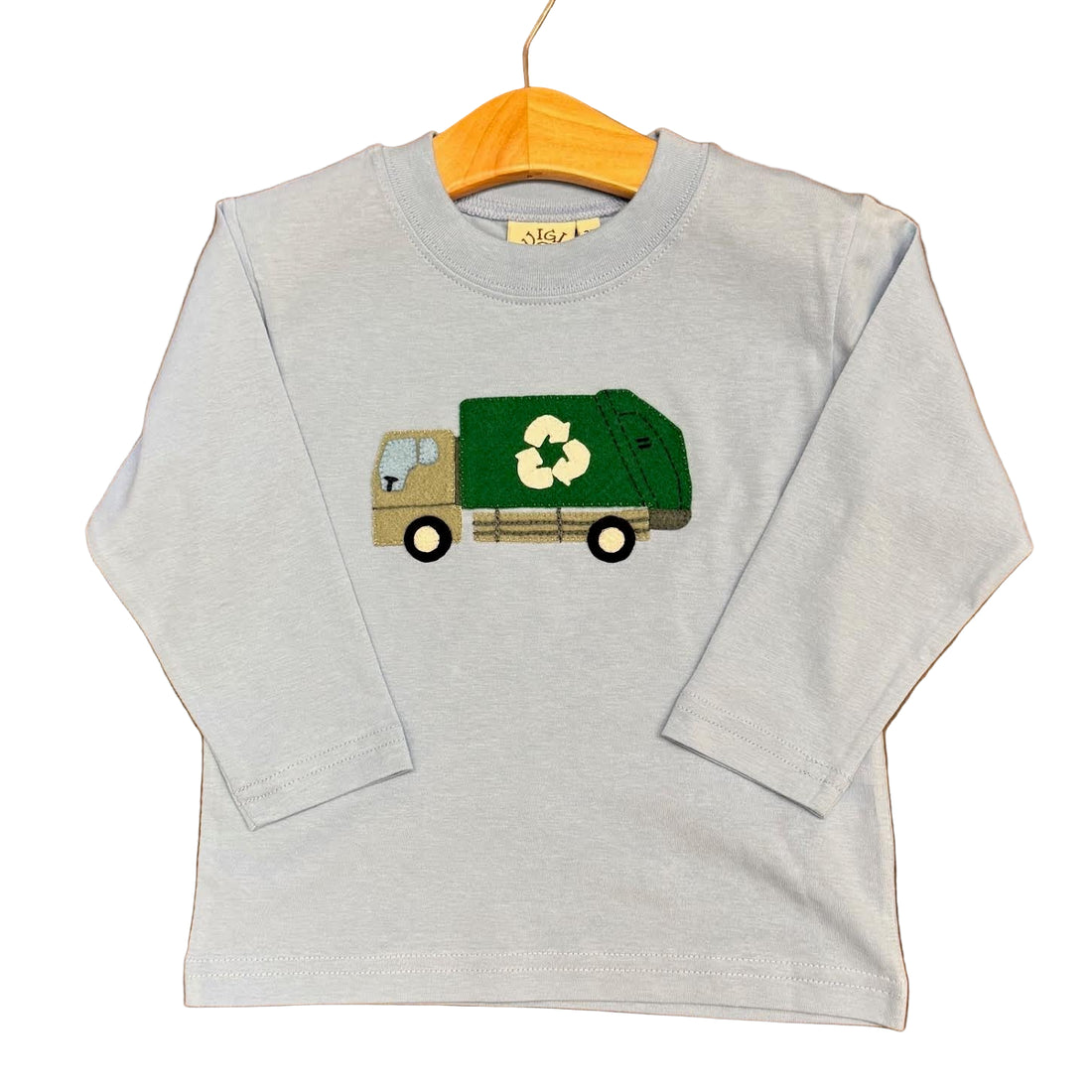 Sky Blue Boys LS T-Shirt with Recycle Truck Applique