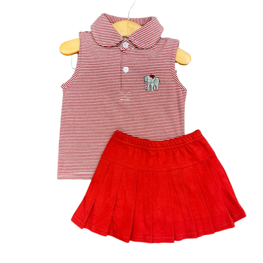 Elephant Embroidered Skort Set
