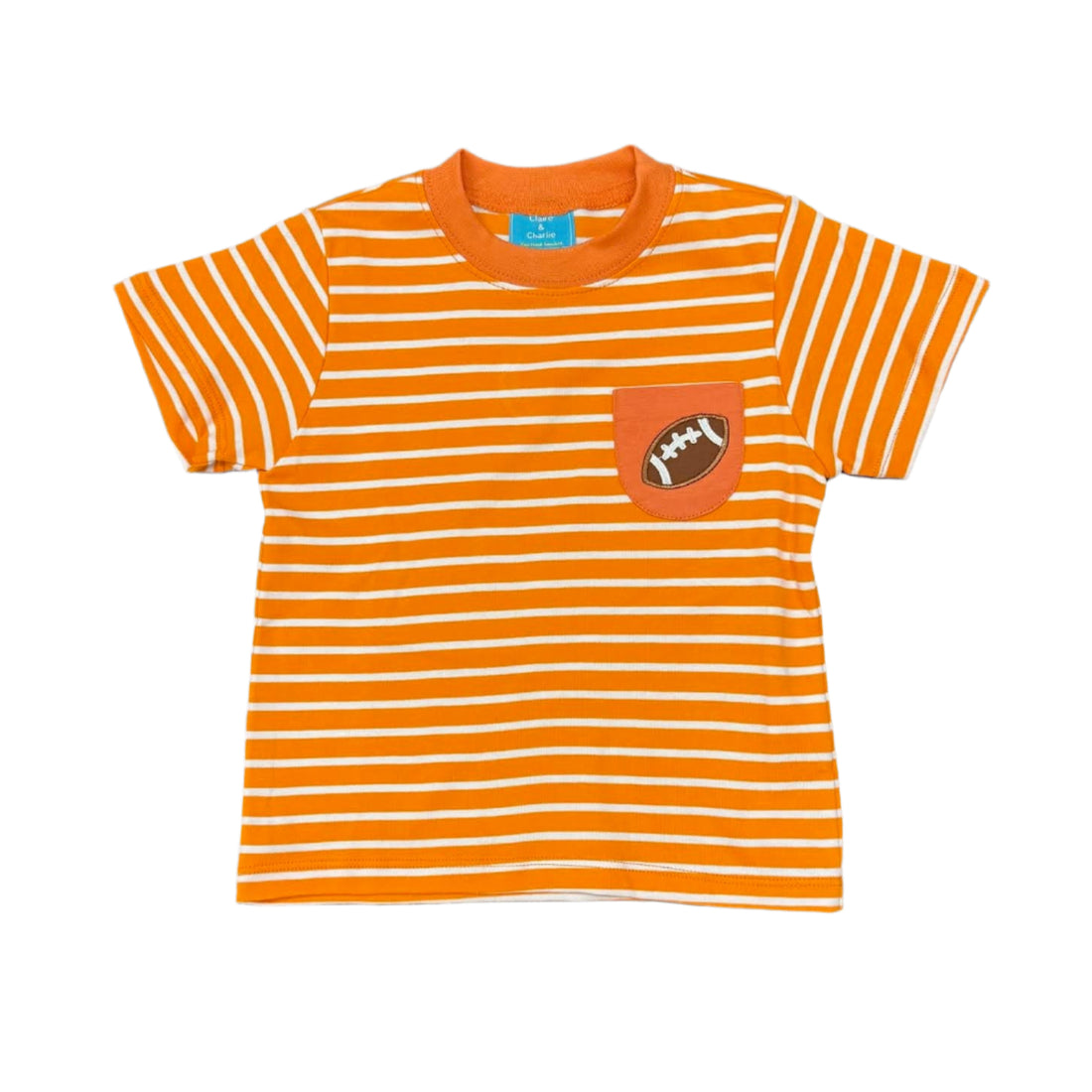 Football Embroidered SS T-Shirt: Orange Stripe