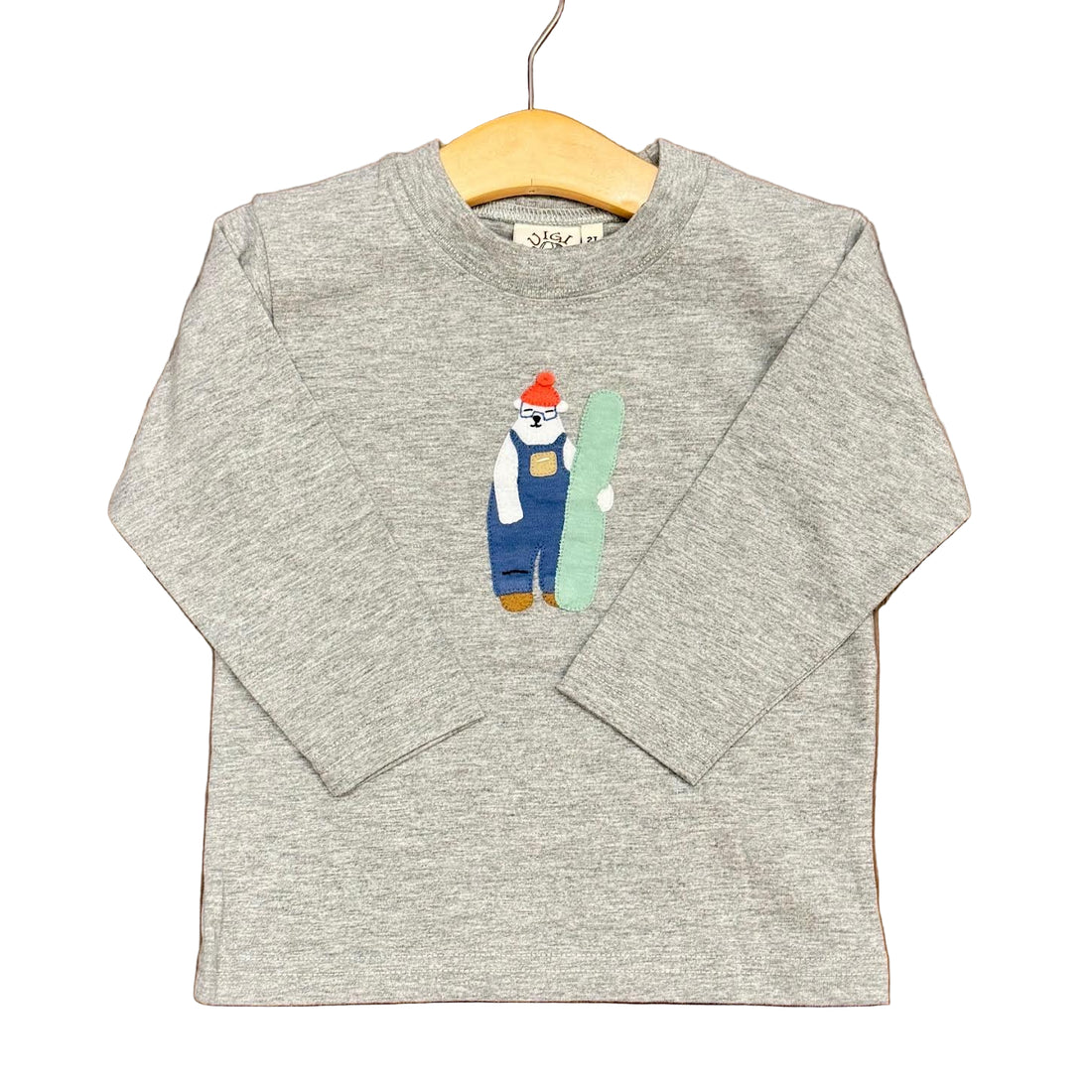 Grey Boys LS T-Shirt With Polar Bear Applique
