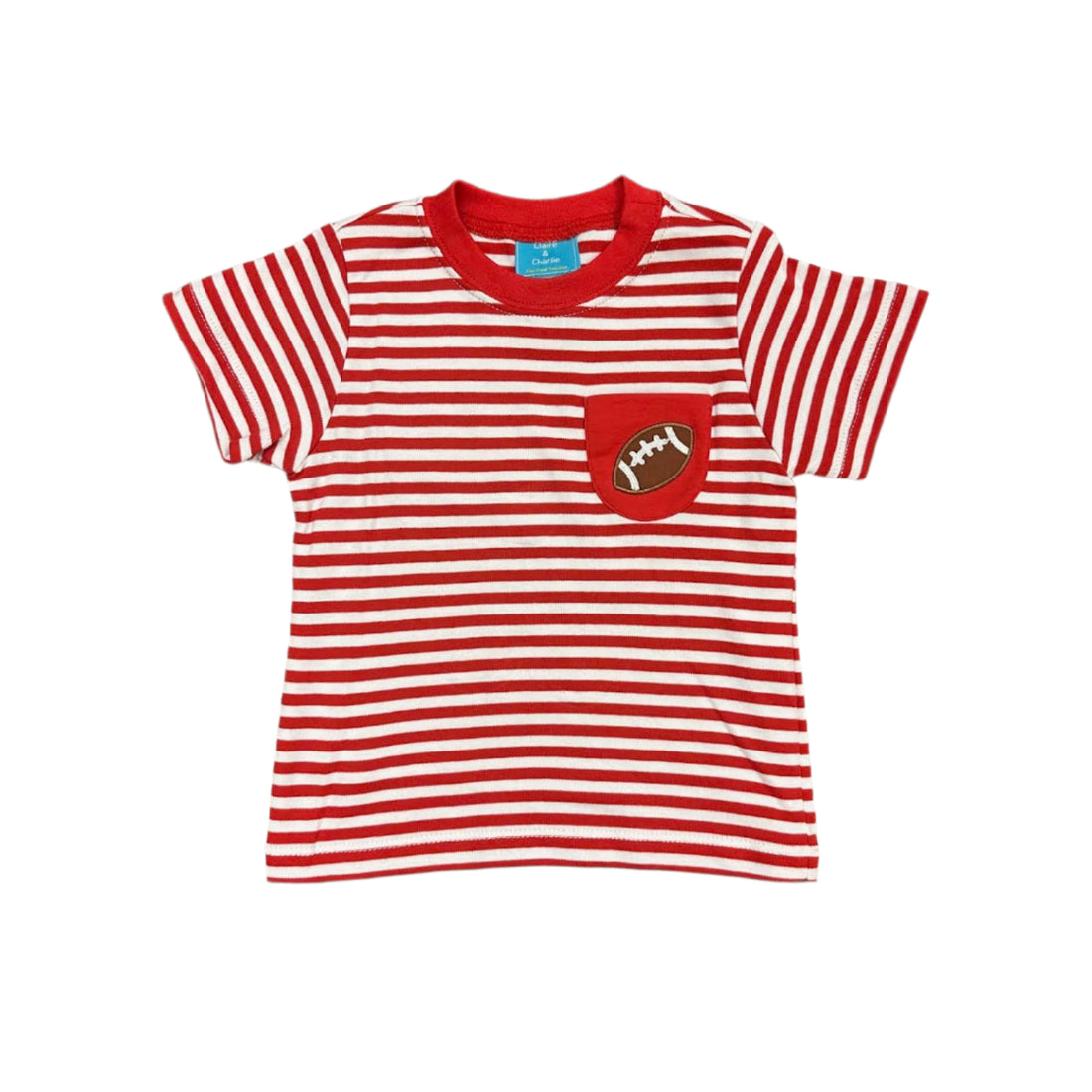 Football Embroidered SS T-Shirt: Red Stripe