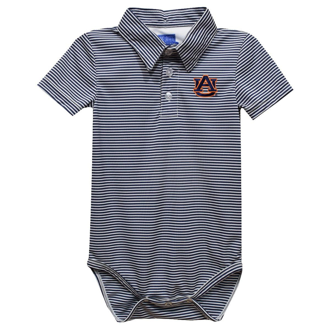 Auburn Tigers Embroidered Navy Stripe Knit Polo Onesie