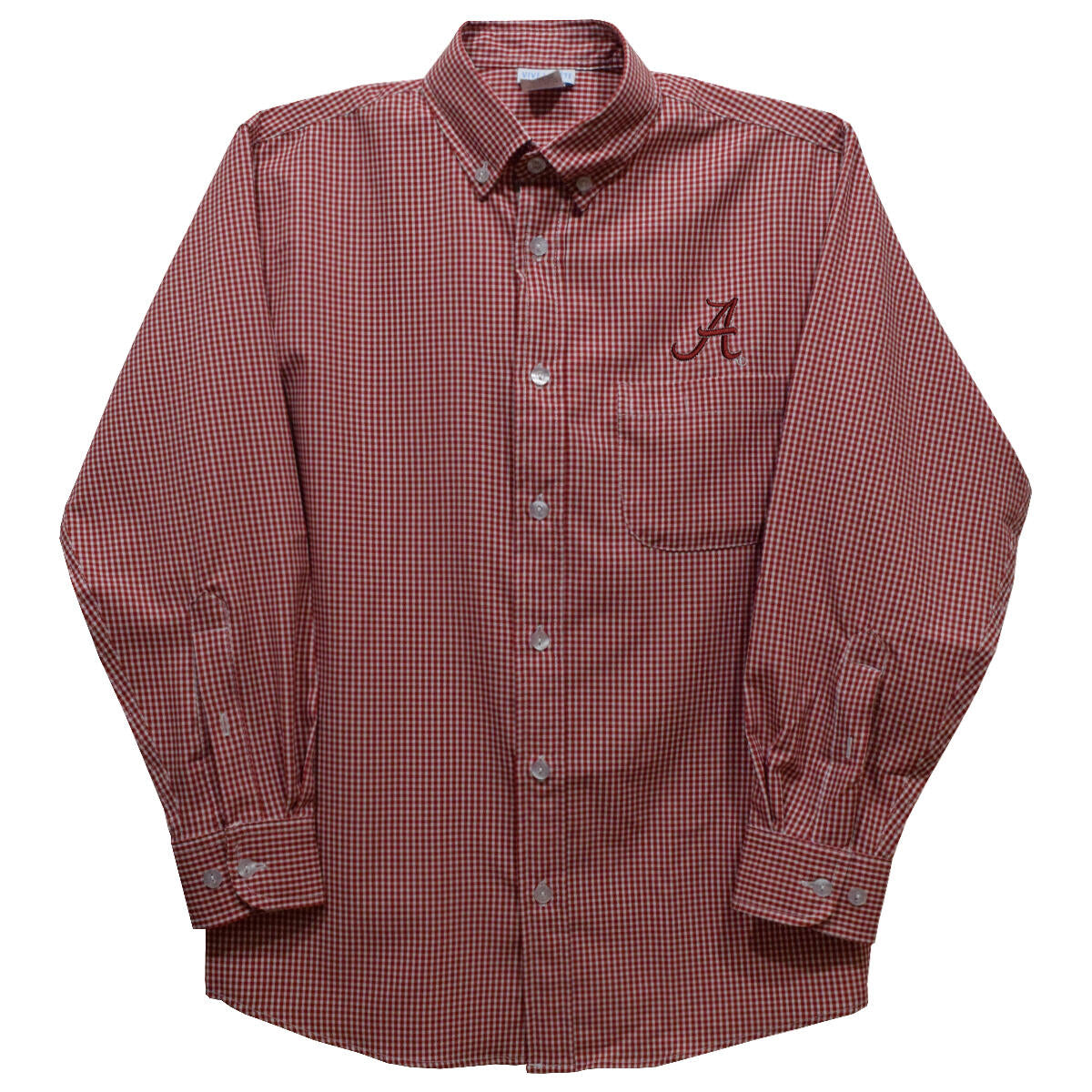 Alabama Crimson Tide Embroidered Red Gingham Long Sleeve Button Down Shirt