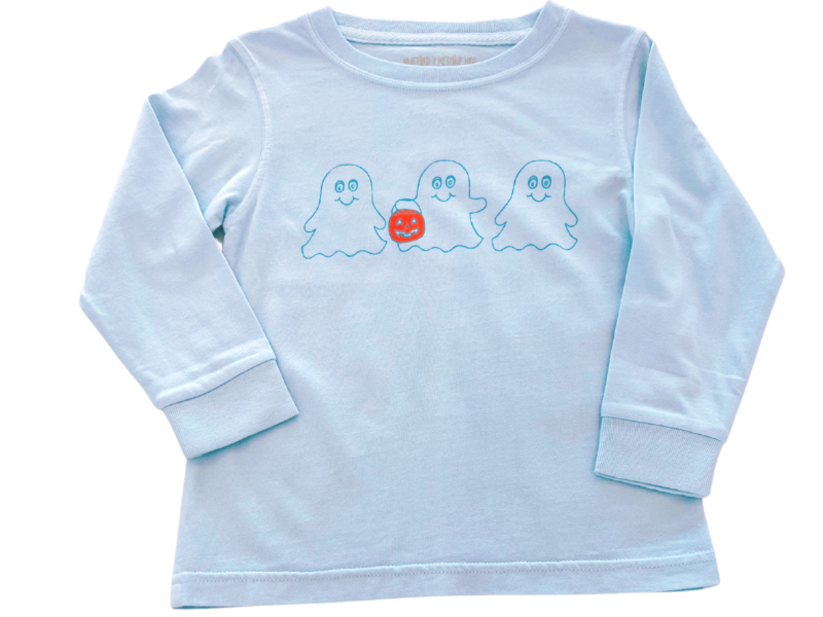 Ketchup &amp; Mustard Kids Ghosts LS T-Shirt - Light Blue