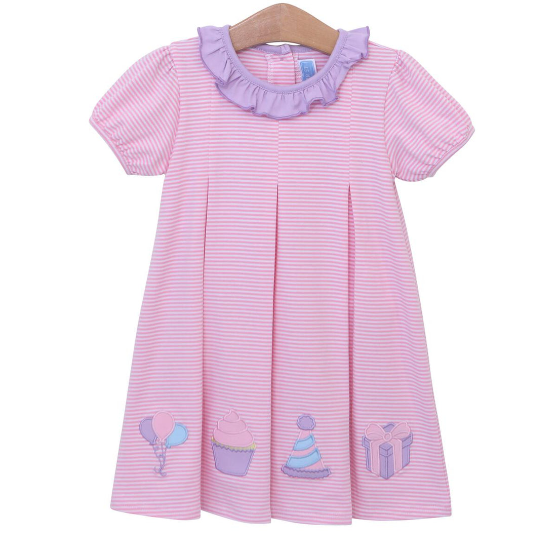 Pleated Knit Birthday Applique Dress