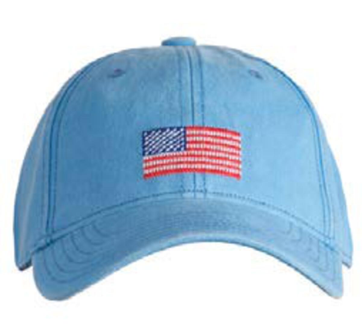 Harding Lane Baseball Hat: Light Blue with American Flag