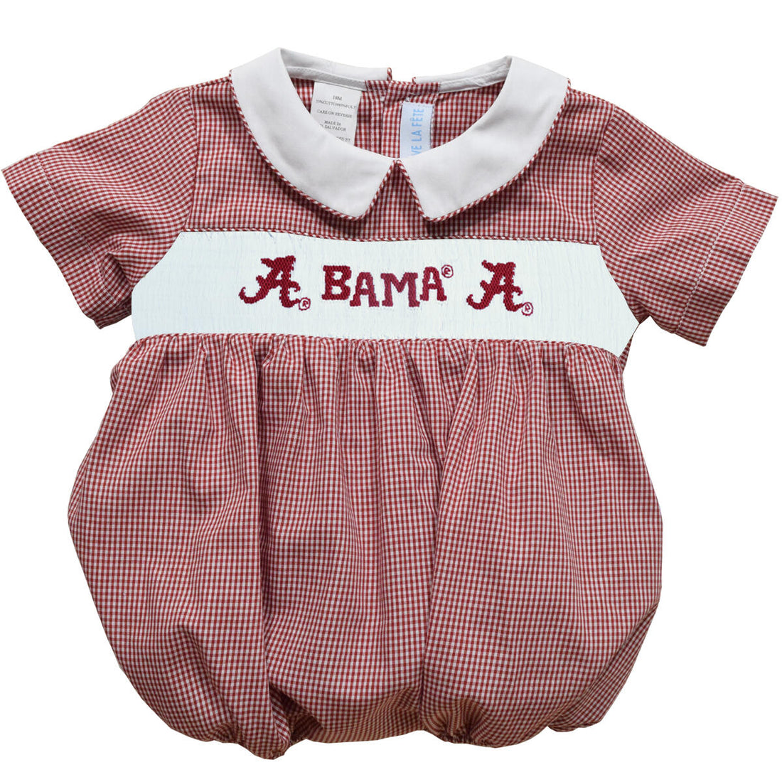 Alabama Crimson Tide Smocked Red Gingham SS Boy Bubble