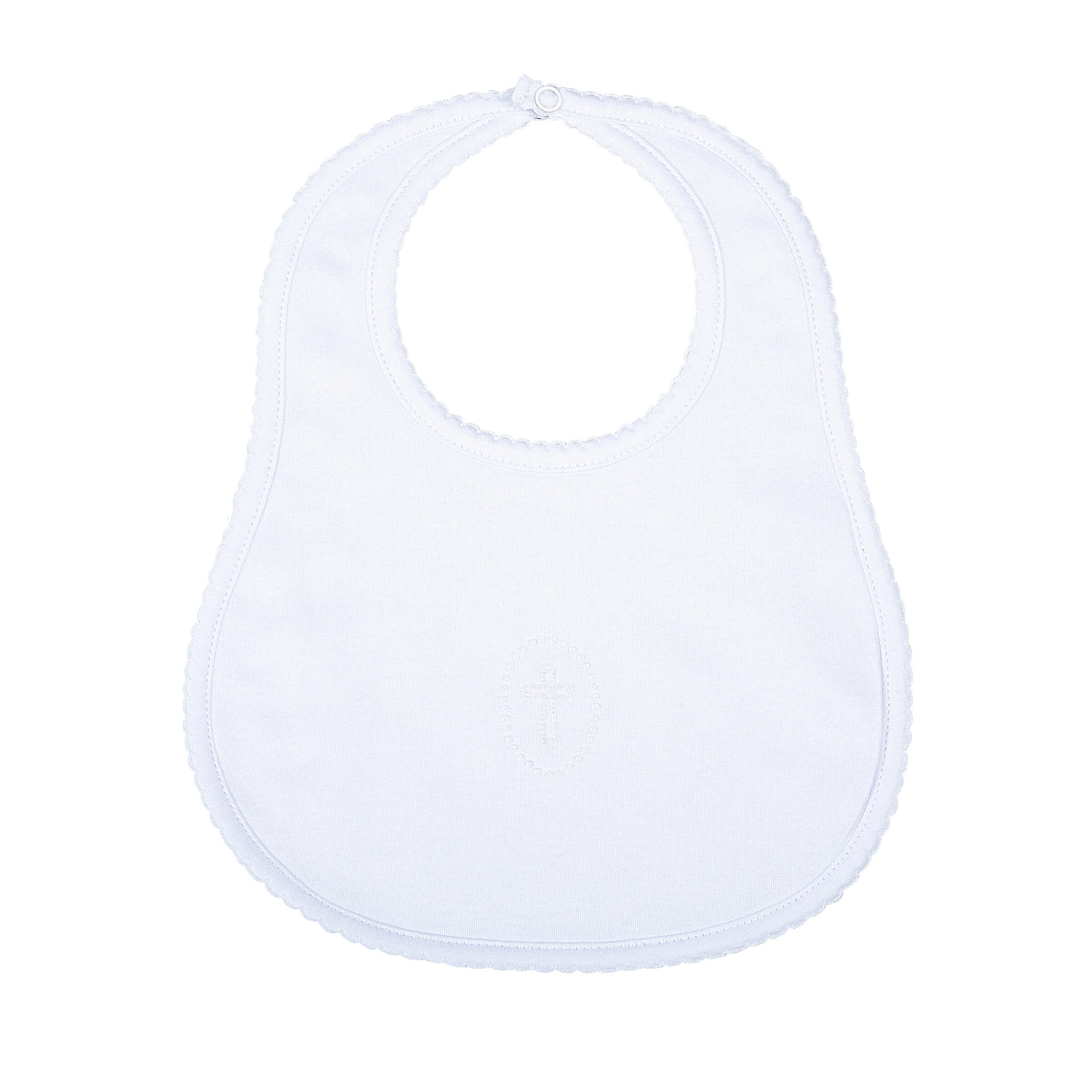 Blessed Embroidered Bib: White