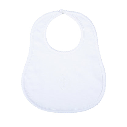 Blessed Embroidered Bib: White