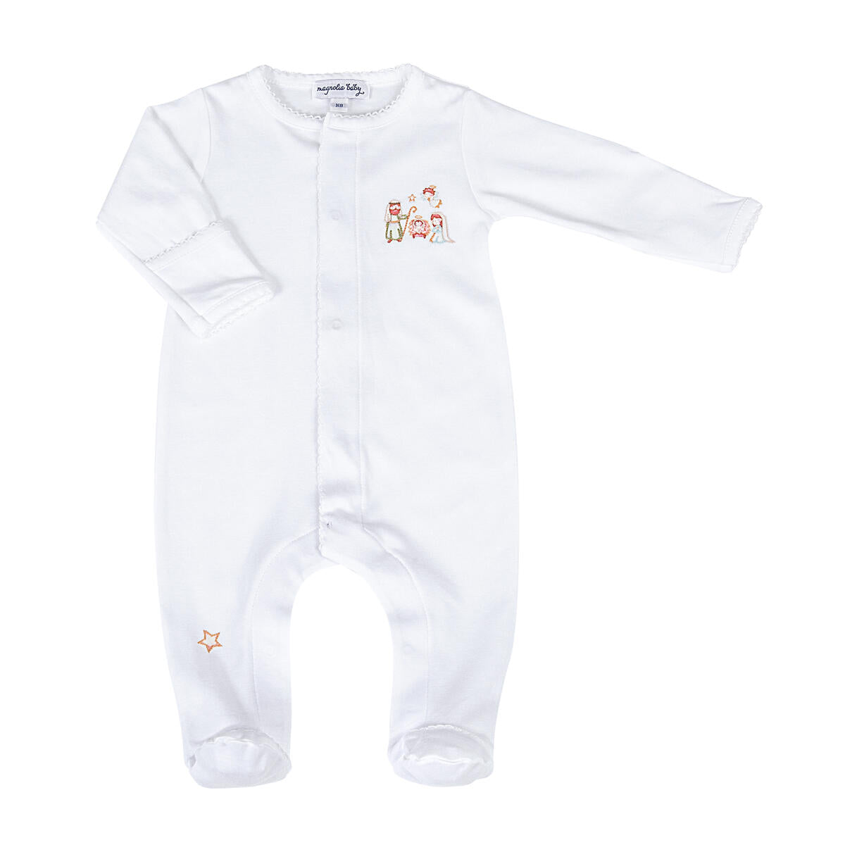 A Child is Born White Embroidered Footie