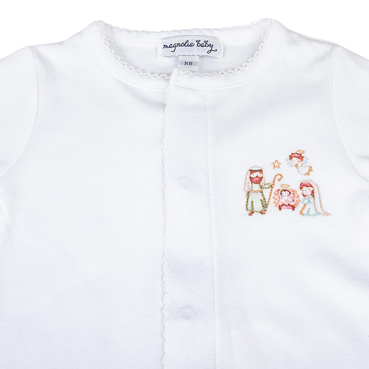 A Child is Born White Embroidered Footie