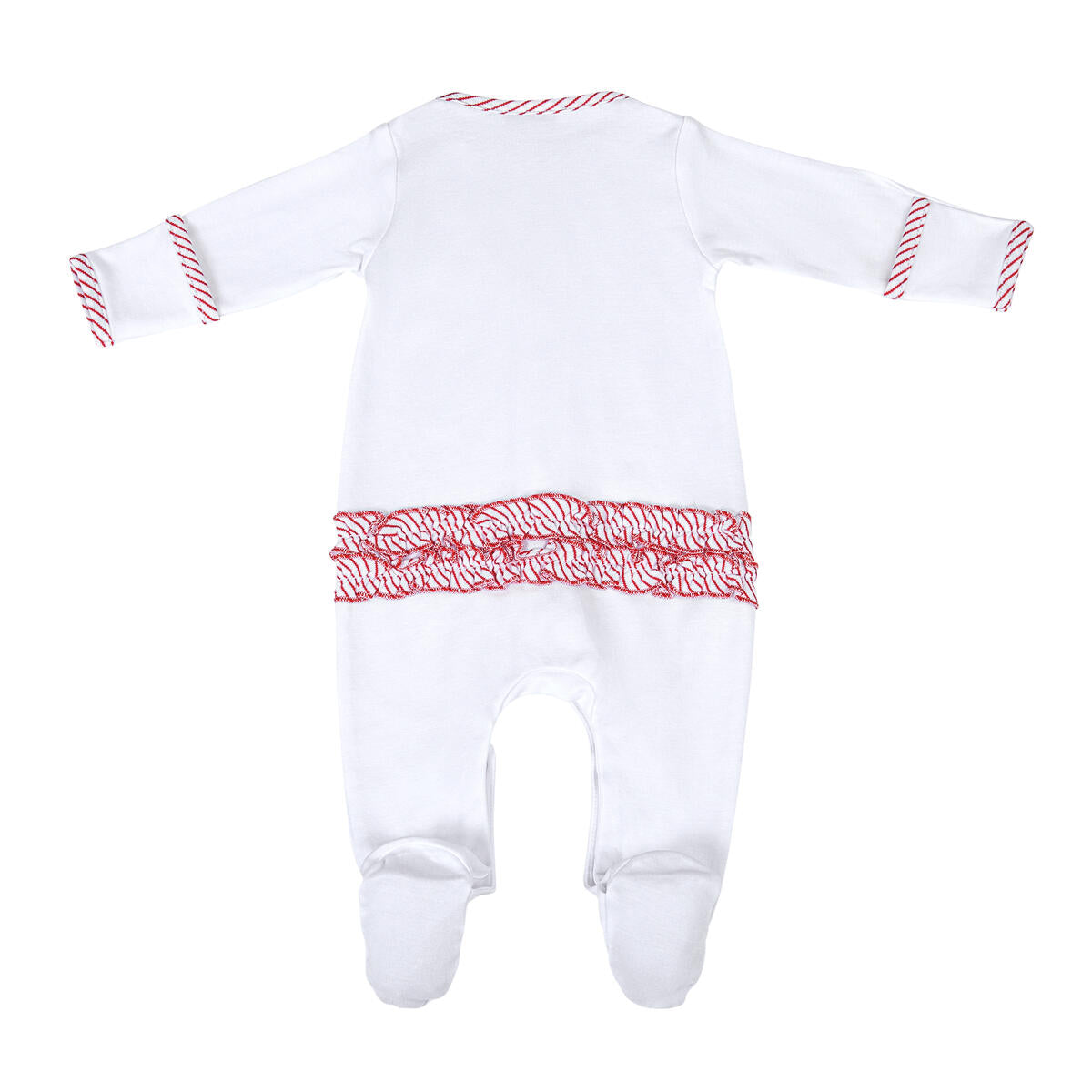 So this is Love Red Embroidered Ruffle Footie