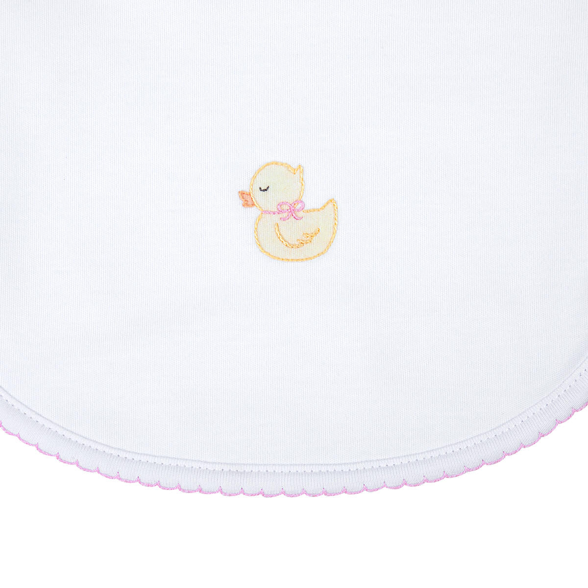 Precious Duckling Embroidered Bib: PInk Trim