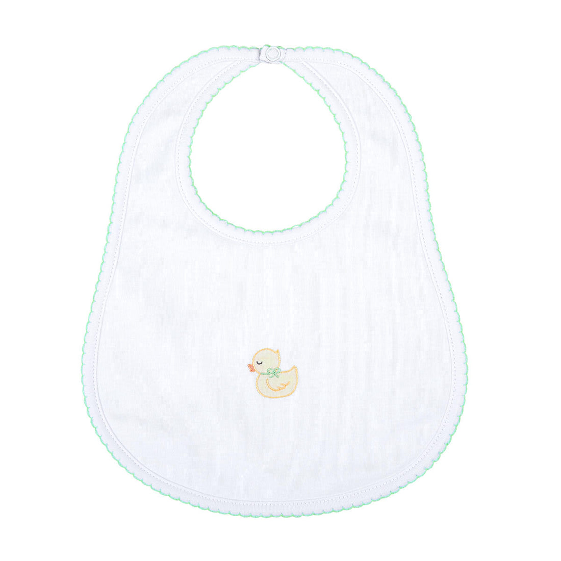 Precious Duckling Embroidered Bib: Celery Trim