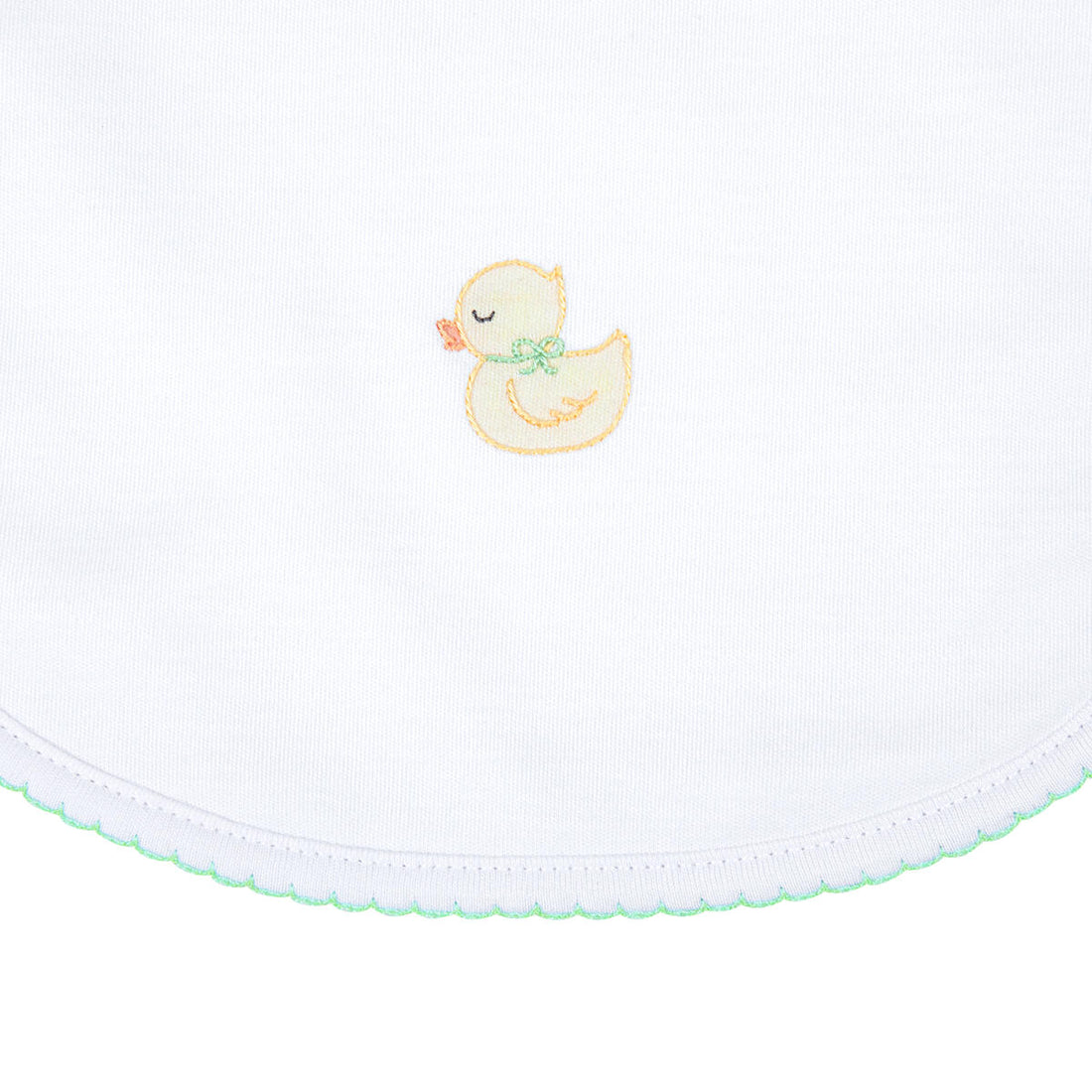 Precious Duckling Embroidered Bib: Celery Trim