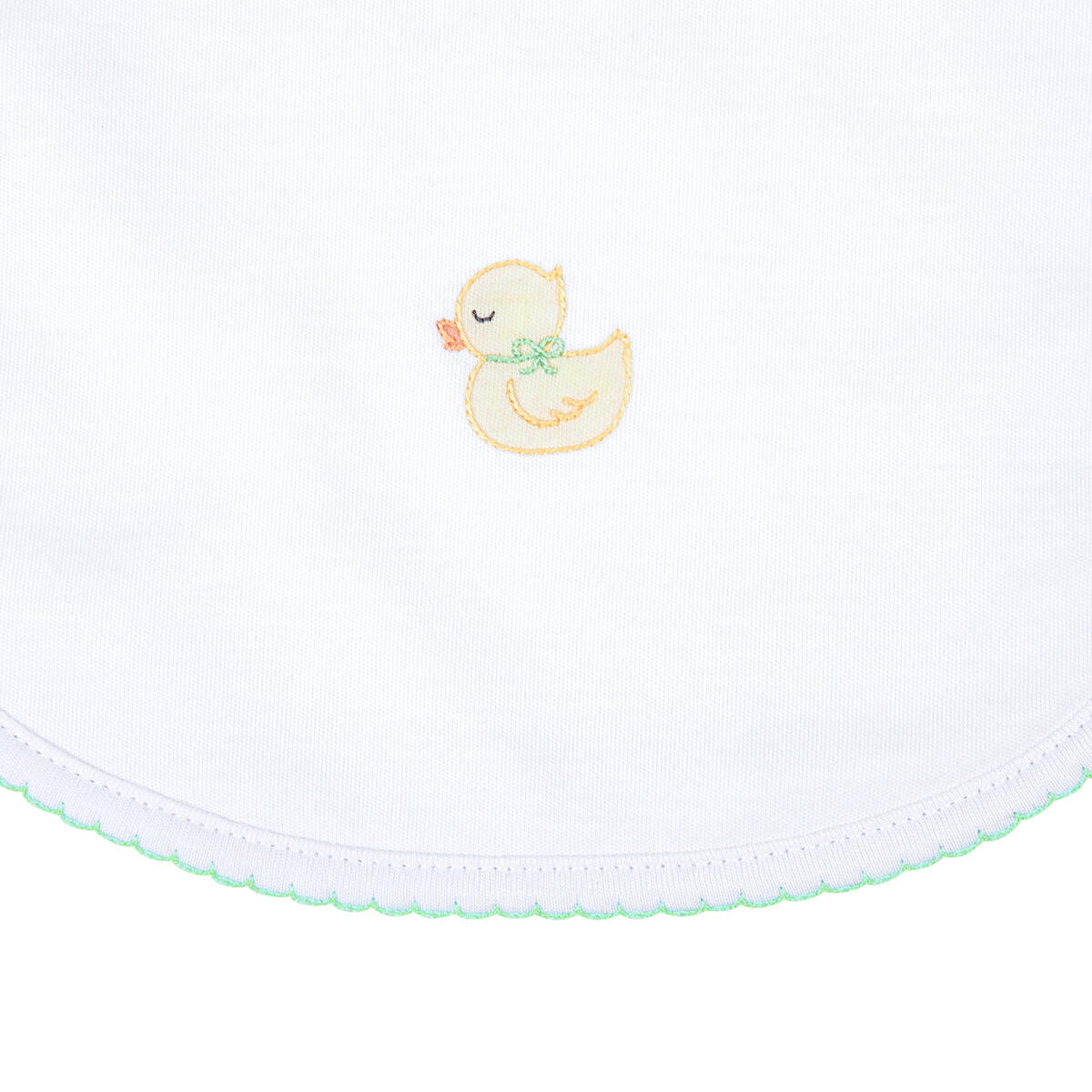 Precious Duckling Embroidered Bib: Celery Trim