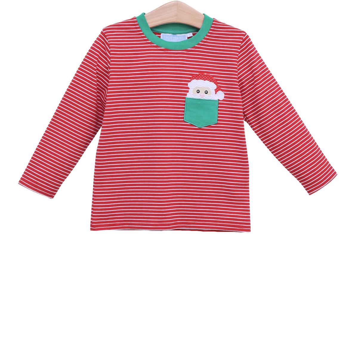 Santa Pocket LS Applique T-Shirt