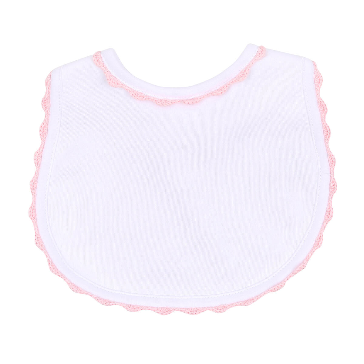 Baby Joy Pink Crochet Trim Bib