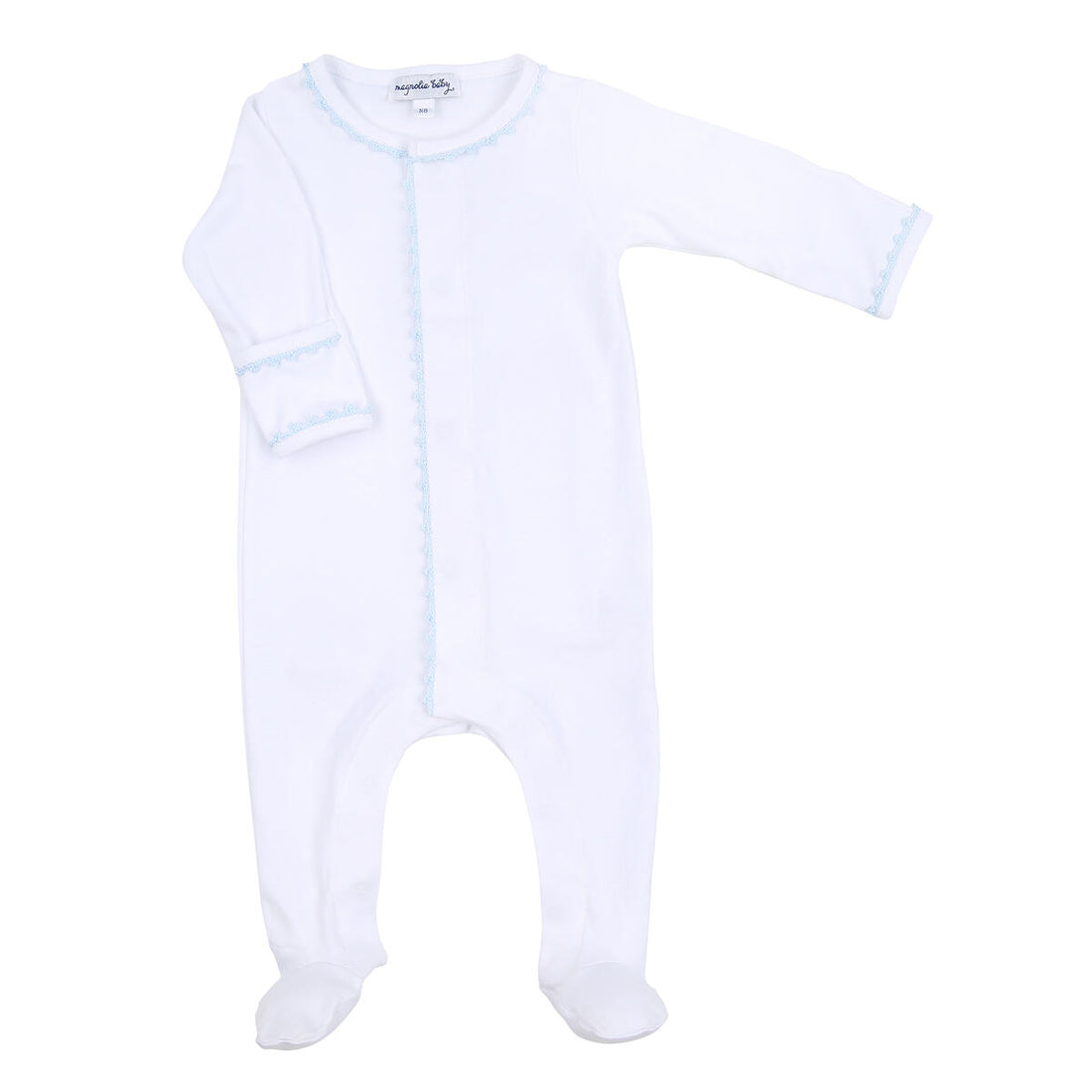 Baby Joy Blue Crochet Trim Footie