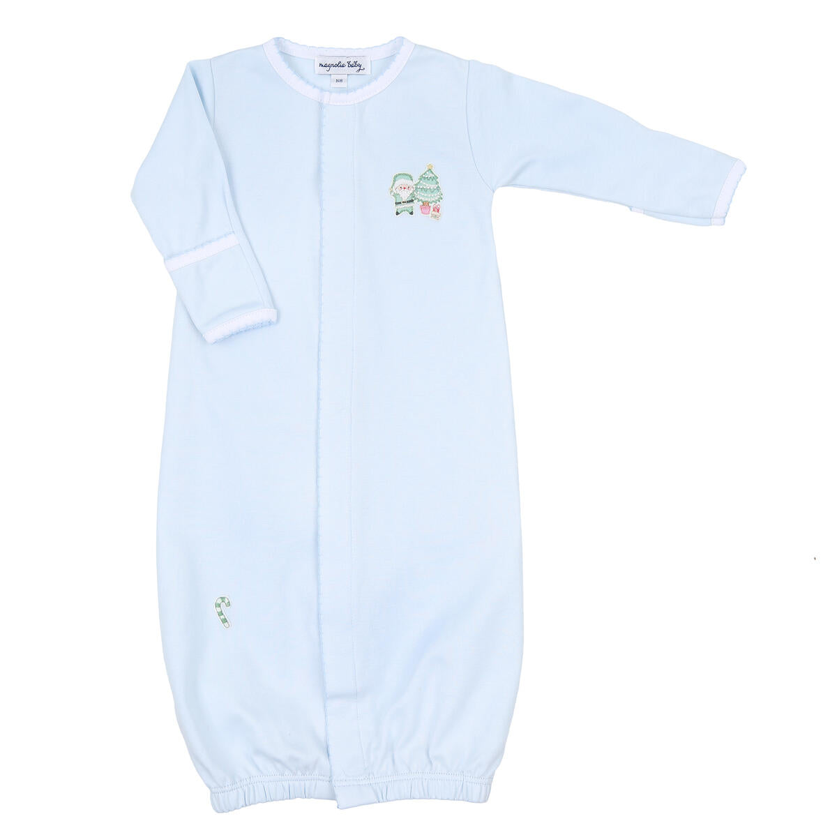 Sweet Little Christmas Embroidered Converter Gown: Light Blue