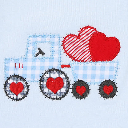 Tractor Full of Love Applique Footie