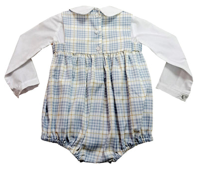 Celine Lucas Plaid Boy Bubble Set with LS Peter Pan Shirt