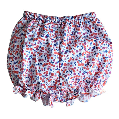 Cherries/Blue Corduroy and Floral Bloomer Set