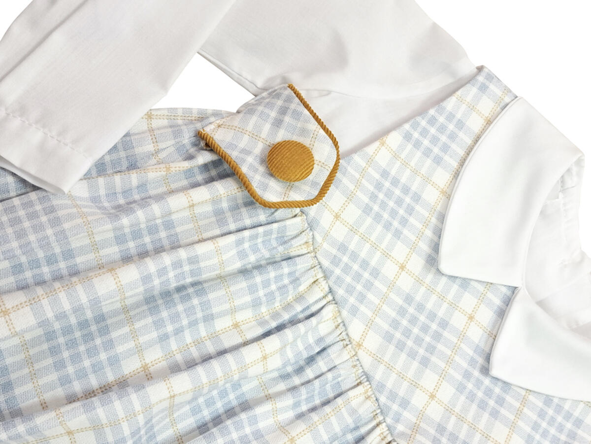 Celine Lucas Plaid Boy Bubble Set with LS Peter Pan Shirt