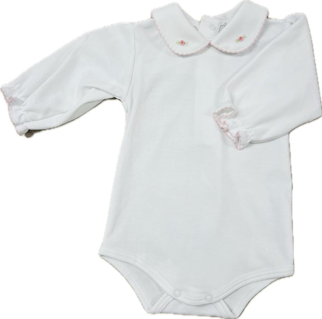 Pink Flower Print Baby Pima Cotton Overall &amp; Onesie Set