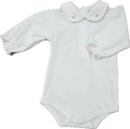 Pink Flower Print Baby Pima Cotton Overall &amp; Onesie Set