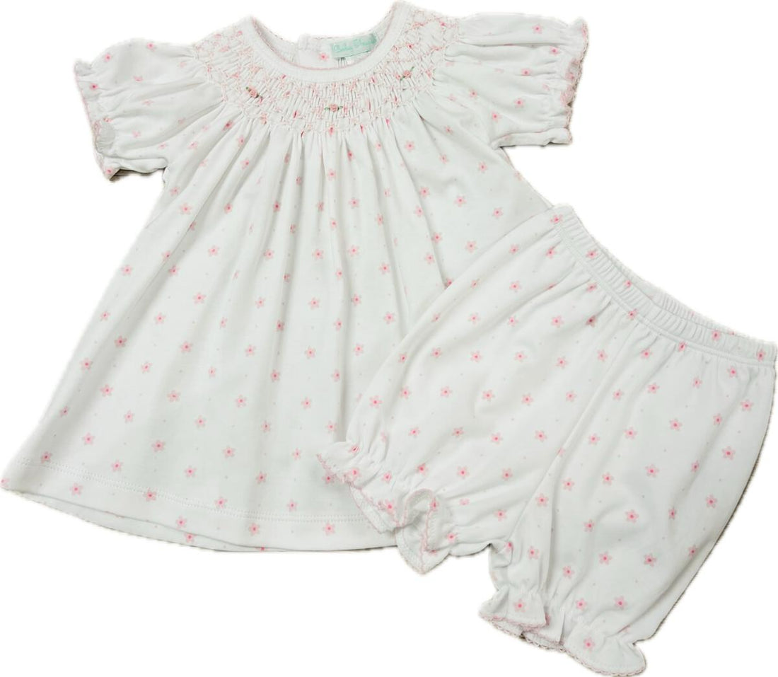 Pink Flower Print Baby Pima Cotton Bishop Dress