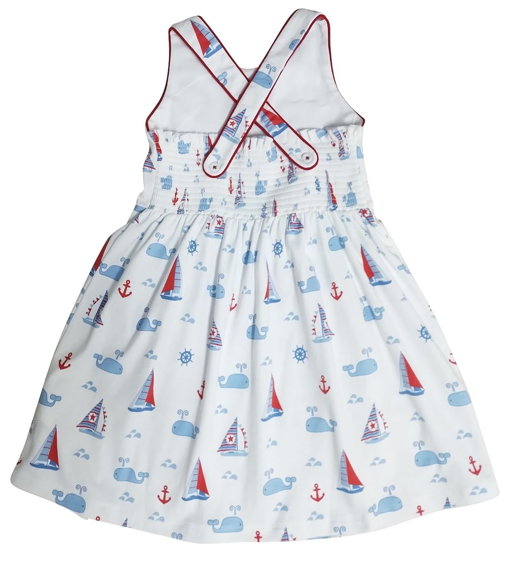 Nantucket Whales &amp; Sailboats Cross Back Dress
