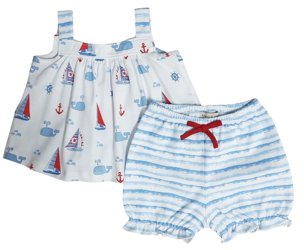 Nantucket Whales &amp; Sailboats Bloomer Set