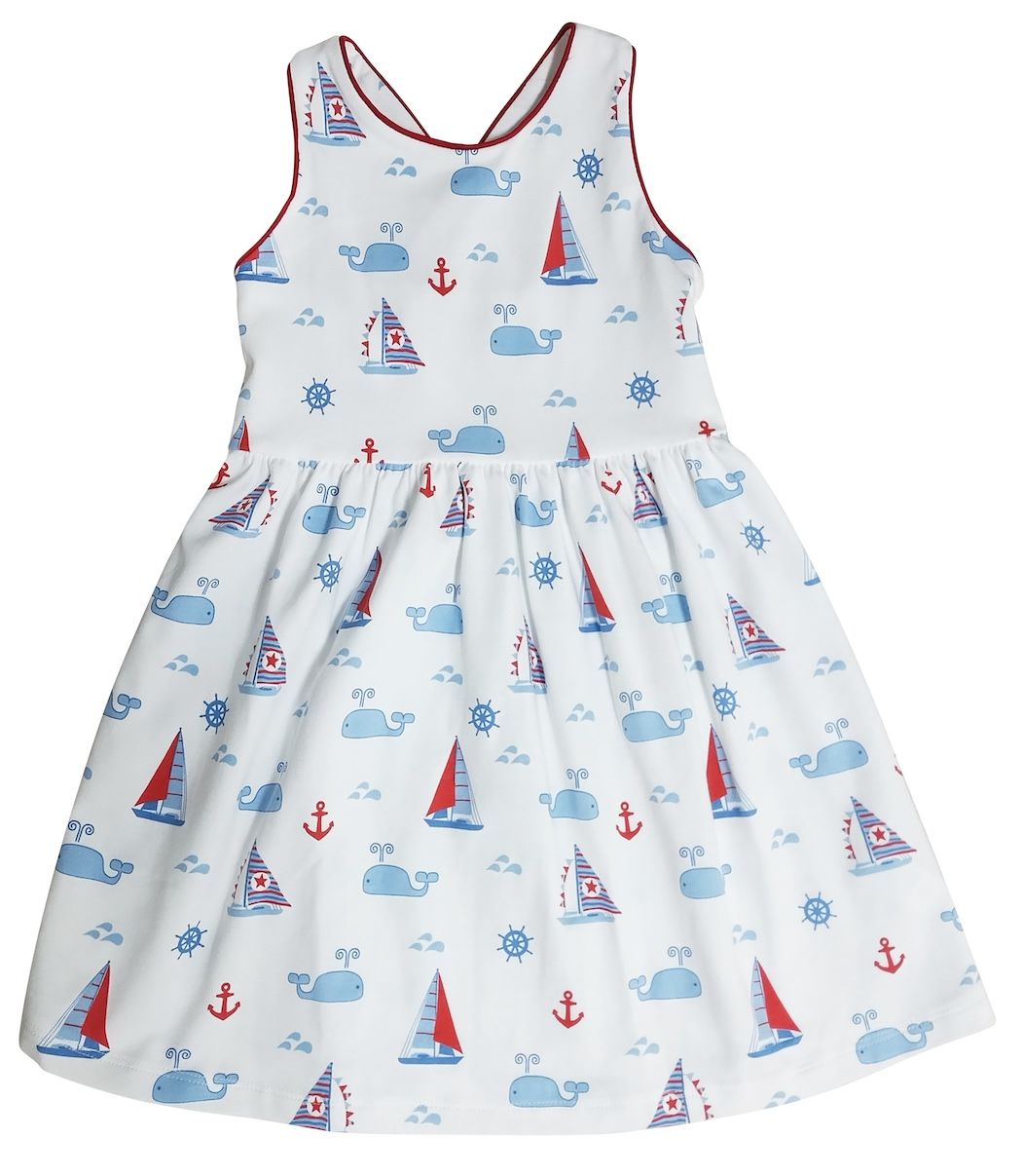 Nantucket Whales &amp; Sailboats Cross Back Dress